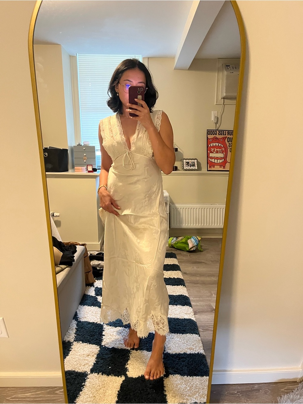 FOR LOVE AND LEMONS ADRIFT MAXI DRESS CREAM LACE